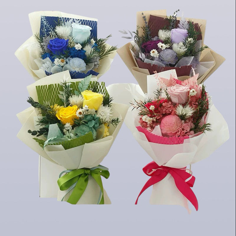 SG local Valentine's Day gift dried flower bouquet high-end finished product for girls rose preserved flower bouquet