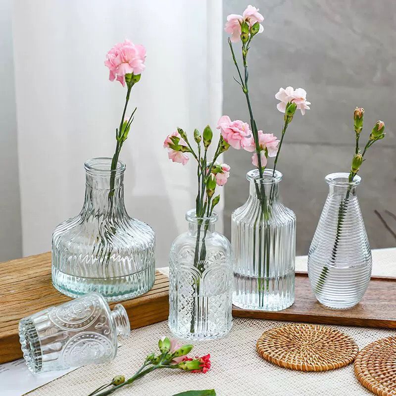 Reed diffuser Minimalist Clear Small Vintage Modern Hydroponic Tabletop Transparent Glass Fiower Vase
