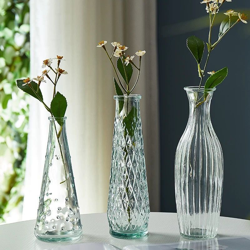Minimalist Clear Reed diffuser Small Vintage Modern Hydroponic Tabletop Transparent Glass Fiower Vase