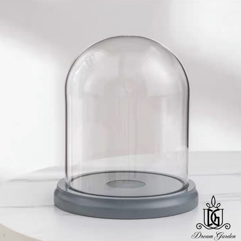 🇸🇬[SG Stock] [Dream Garden] Preserved Flower Dome Clear Glass Cloche Display Dome with LED Wooden Base High Quality