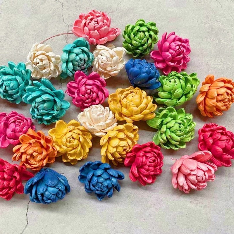 🇸🇬[SG Stock]Preserved Flowers Dried Flowers Colored Sola Flowers Wood Flower Handmade Flower Chrysanthemum Lotus Peony