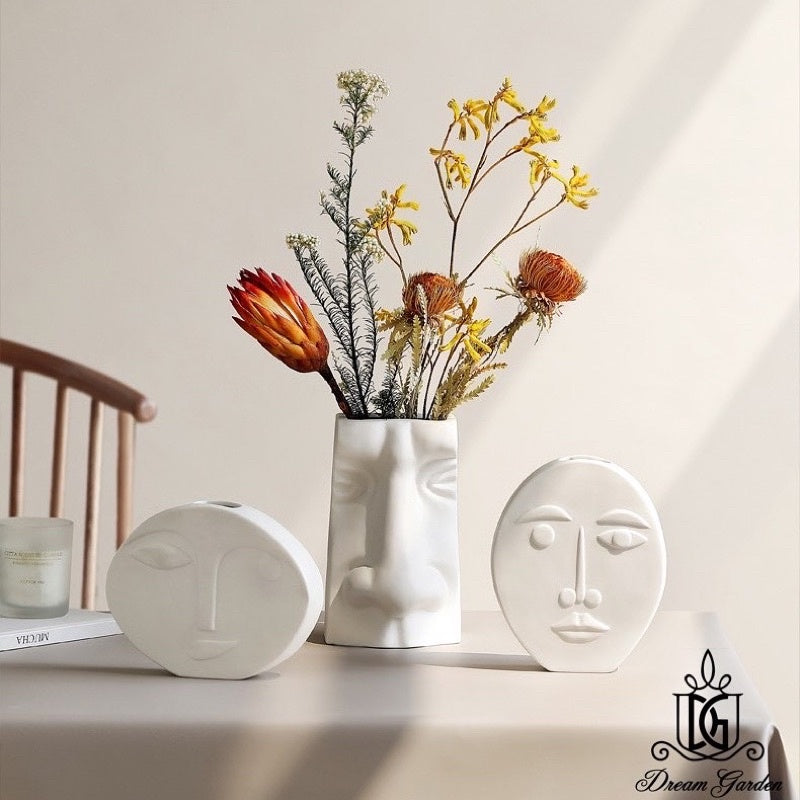 🇸🇬[SG Stock]🇸🇬Nordic Instagram Style Modern Ceramic Vase With Creative Human Face | Home Decorations | Preserved Flowers