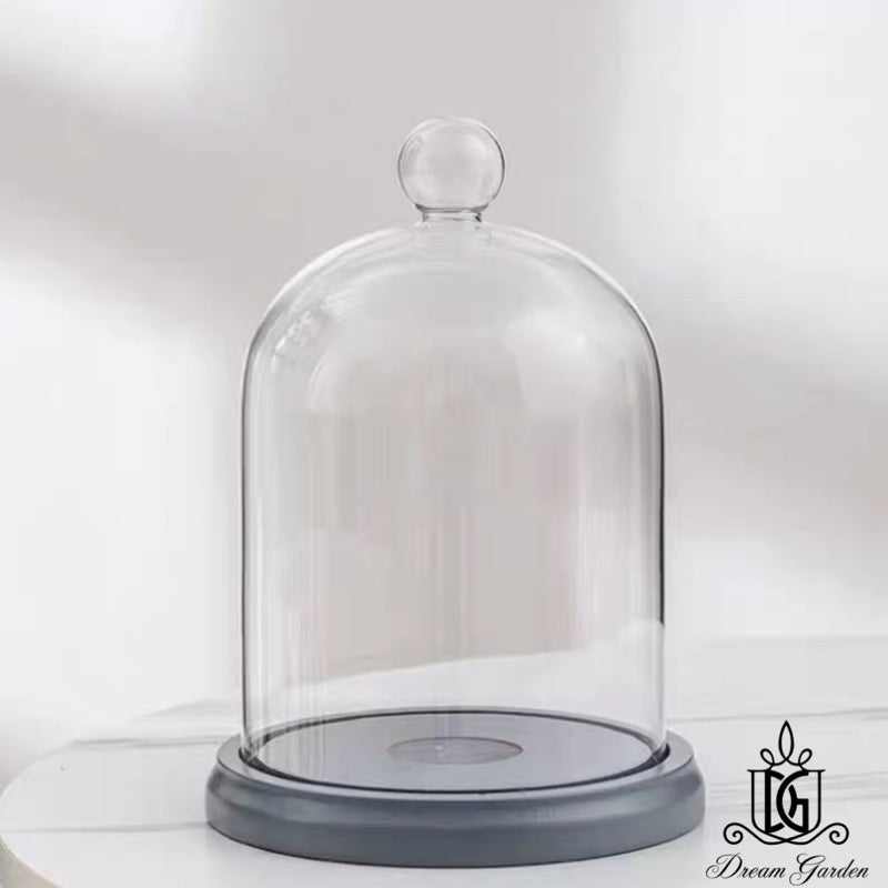 🇸🇬[SG Stock] [Dream Garden] Preserved Flower Dome Clear Glass Cloche Display Dome with LED Wooden Base High Quality