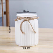 White Vase preserved & dried flower vase Striped Ceramic | DreamGarden SG