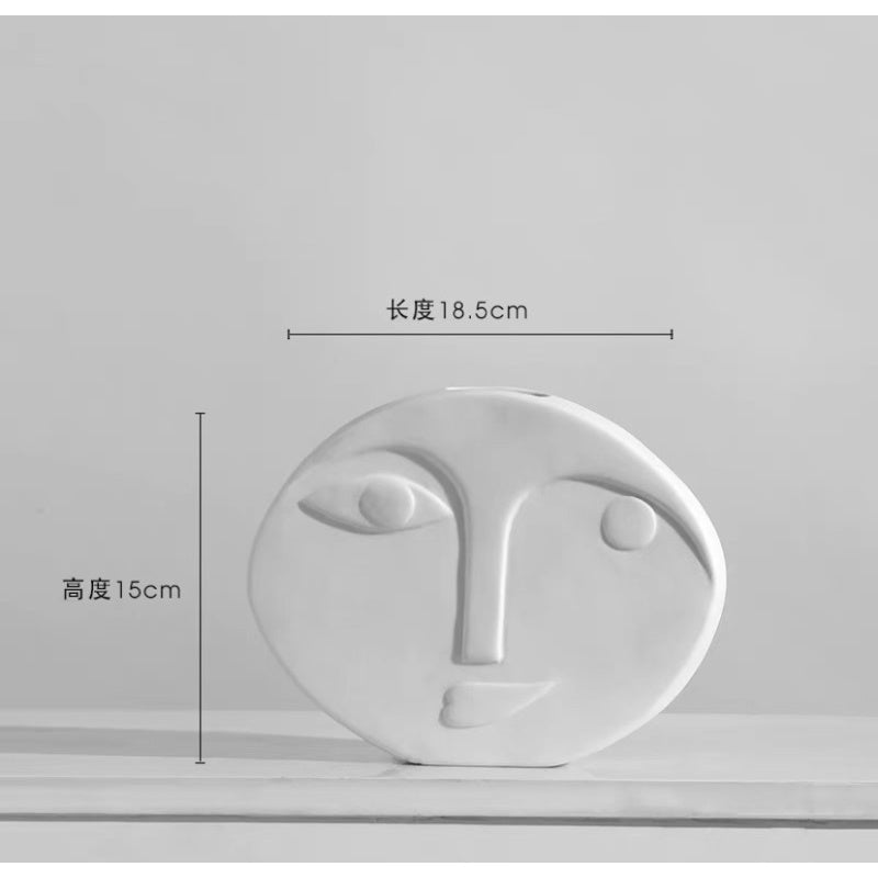 🇸🇬[SG Stock] Ceramic Face Flower Pot Creative Design Plant Pot Artistic Nordic Style Vase Abstract Minimalist
