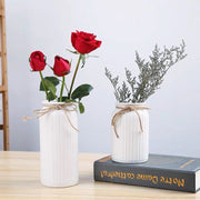 White Vase preserved & dried flower vase Striped Ceramic | DreamGarden SG
