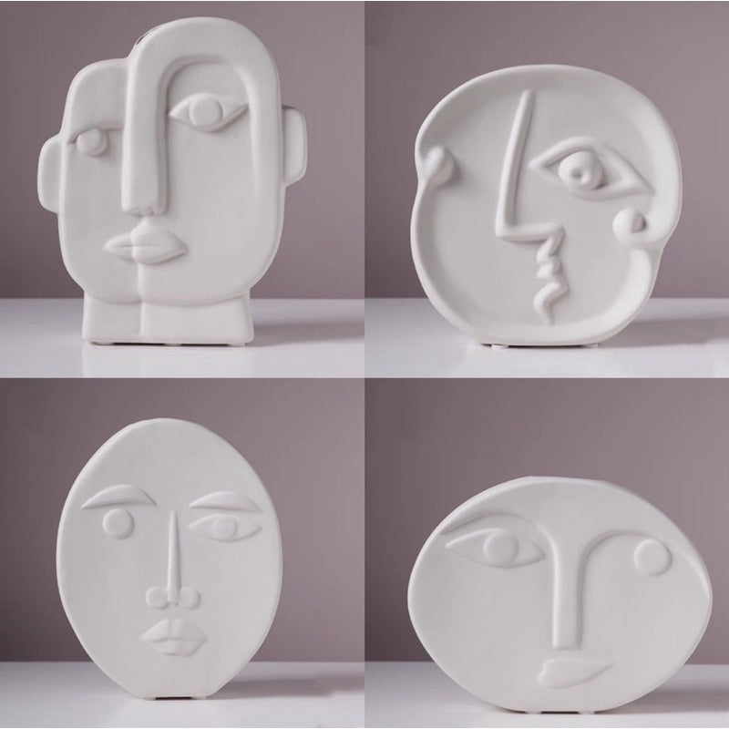 🇸🇬[SG Stock]🇸🇬Nordic Instagram Style Modern Ceramic Vase With Creative Human Face | Home Decorations | Preserved Flowers