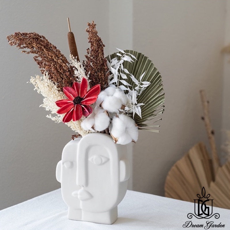 🇸🇬[SG Stock]🇸🇬Nordic Instagram Style Modern Ceramic Vase With Creative Human Face | Home Decorations | Preserved Flowers