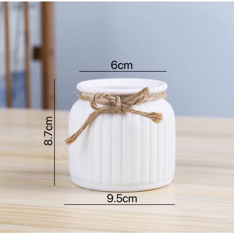 🇸🇬[SG Stock]🇸🇬White Vase preserved & dried flower vase Striped Ceramic Flowerpot | home decorations | Preserved Flowers