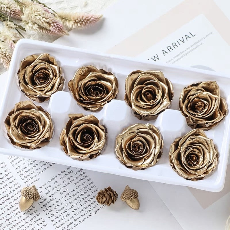 🇸🇬[SG Stock]Grade A 4-5cm Gold Preserved Roses Preserved Flowers Suitable for House Decoration/Florist/Wedding