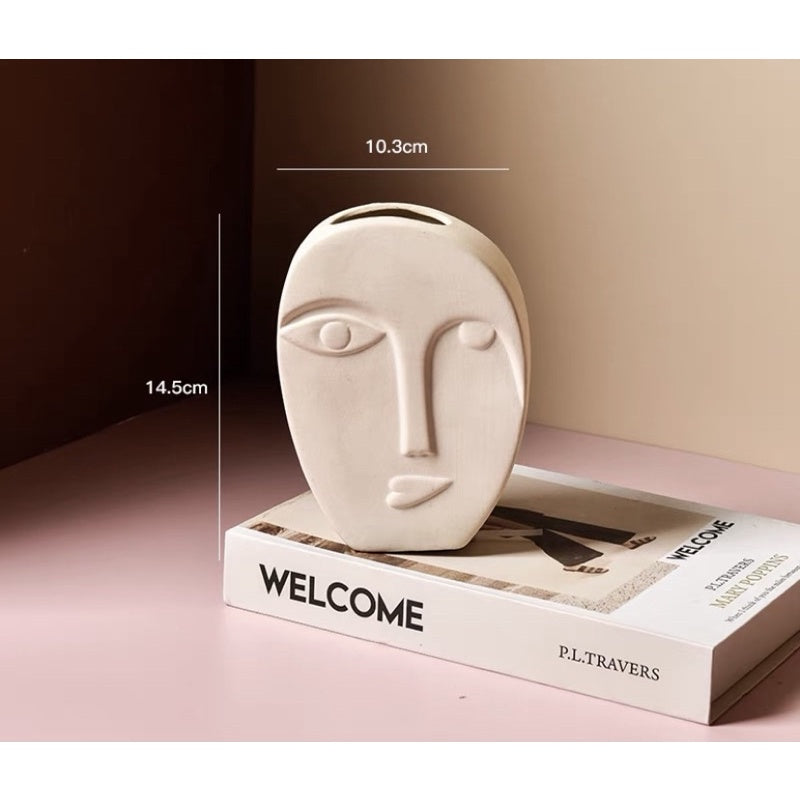 🇸🇬[SG Stock] Ceramic Face Flower Pot Creative Design Plant Pot Artistic Nordic Style Vase Abstract Minimalist