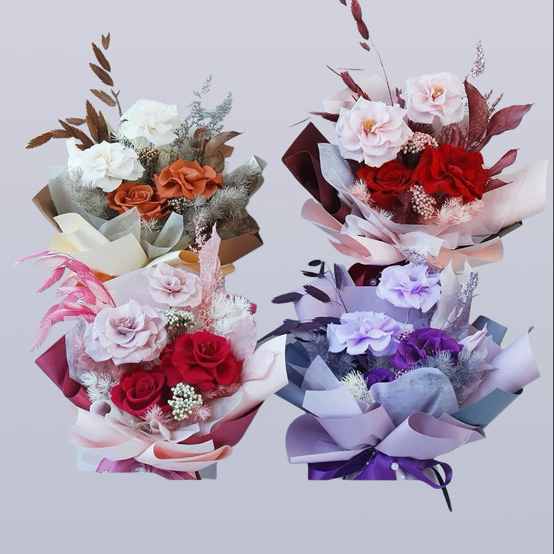 SG local Valentine's Day gift dried flower bouquet high-end finished product for girls rose preserved flower bouquet