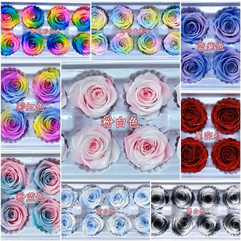 🇸🇬[SG Stock]🇸🇬SG Local Largest Wholesaler Grade A Rainbow Color Preserved Roses Suitable For Decoration/Wedding/DIY/Dome