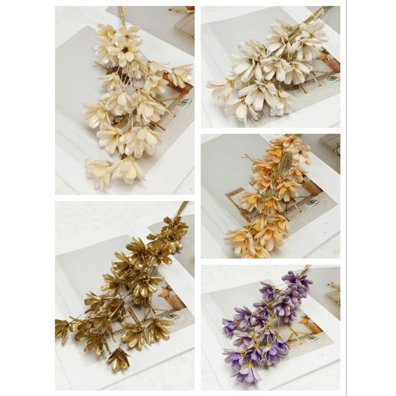 🇸🇬[SG Stock]Dream Garden Pearl color Golden Sliver Dried Flower Melon seed Flowers Handmade Japanese Wood Flowers