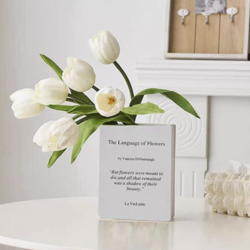 🇸🇬[SG Stock]Popular ceramic book flower vase, Nordic book flower shelf decoration, flower Pot arrangement