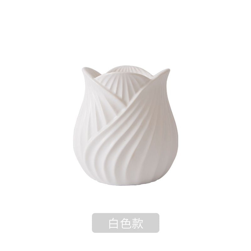 [SG Stock] Tulip ceramic flower  vase nordic simple flower pot living room flower arrangement creative home decoration