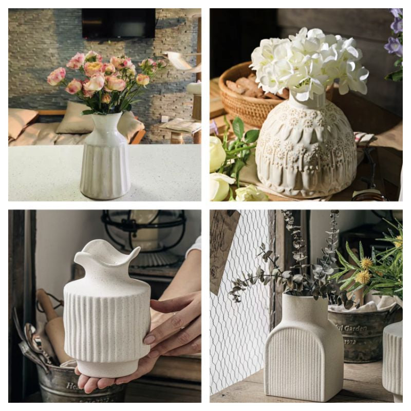 🇸🇬[SG Stock]Ins style water ceramic flower vase simple creative dried flowers home decoration pieces