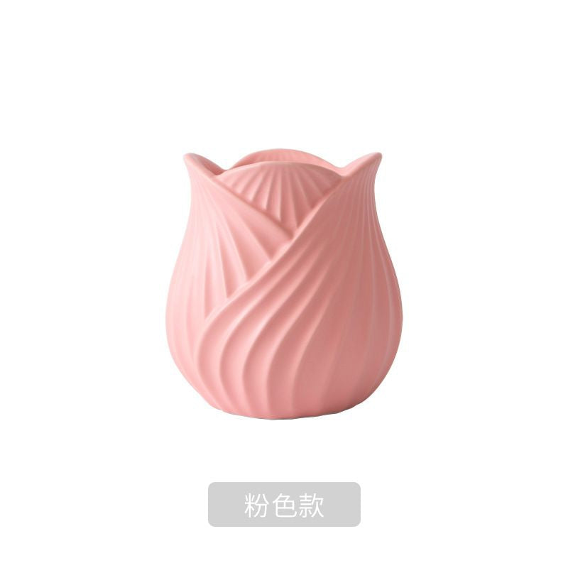 [SG Stock] Tulip ceramic flower  vase nordic simple flower pot living room flower arrangement creative home decoration
