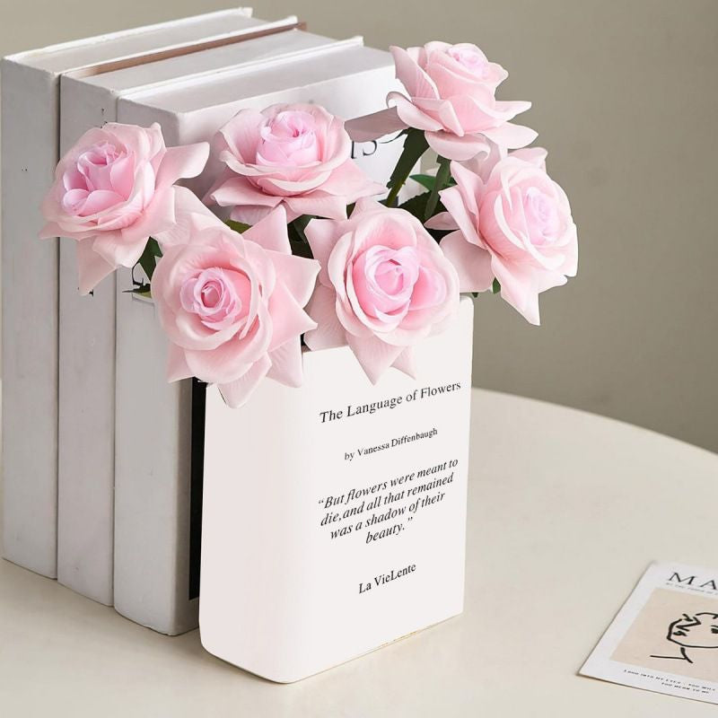 🇸🇬[SG Stock]Popular ceramic book flower vase, Nordic book flower shelf decoration, flower Pot arrangement