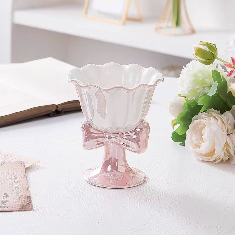 🇸🇬[SG Stock]Bow knot pearlescent flower vase, flowerpot, ice cream cup