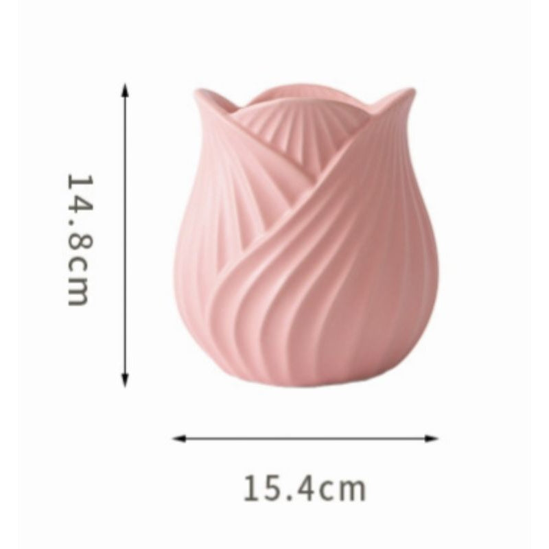 [SG Stock] Tulip ceramic flower  vase nordic simple flower pot living room flower arrangement creative home decoration