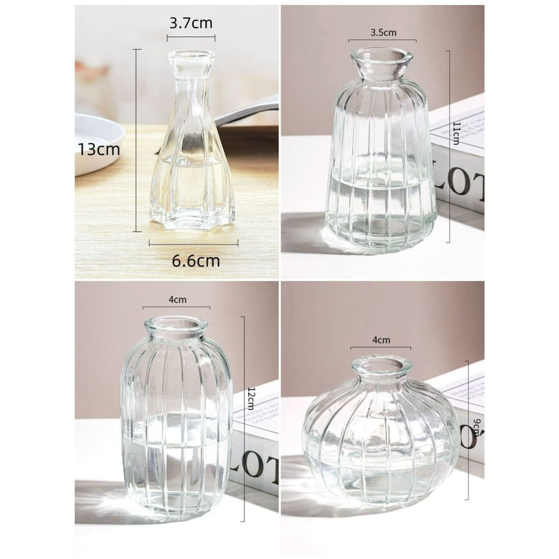 Minimalist Clear Small Vintage Modern Hydroponic Tabletop Reed diffuser Transparent Glass Fiower Vase