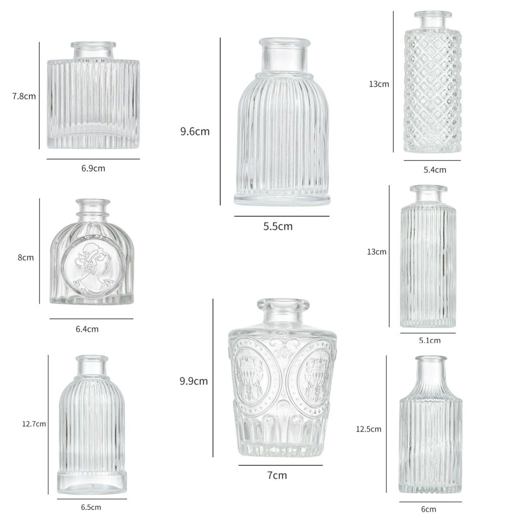 Minimalist Clear Small Vintage Modern Hydroponic Tabletop Reed diffuser Transparent Glass Fiower Vase