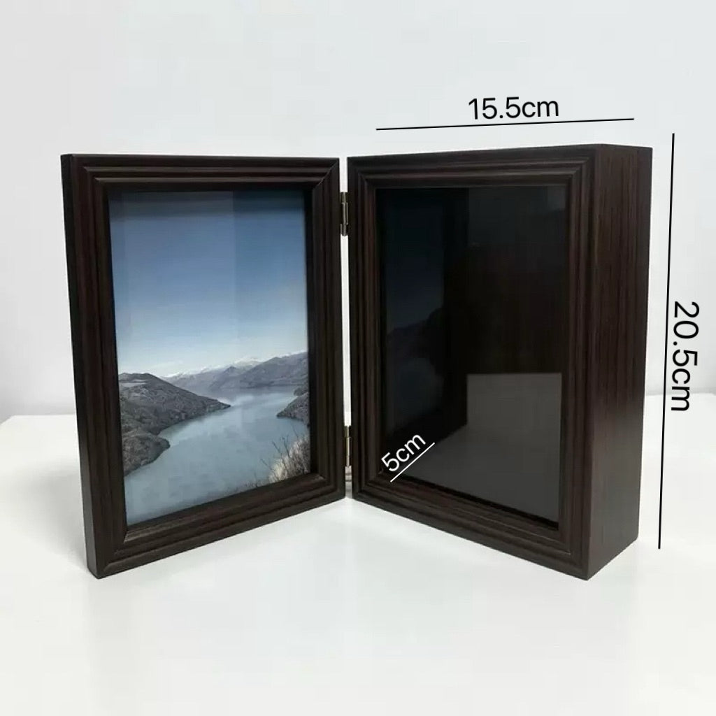 [SG stock ]Folding Photo Frame, Wooden photo frames decorated with dried flowers, preserved flower frame